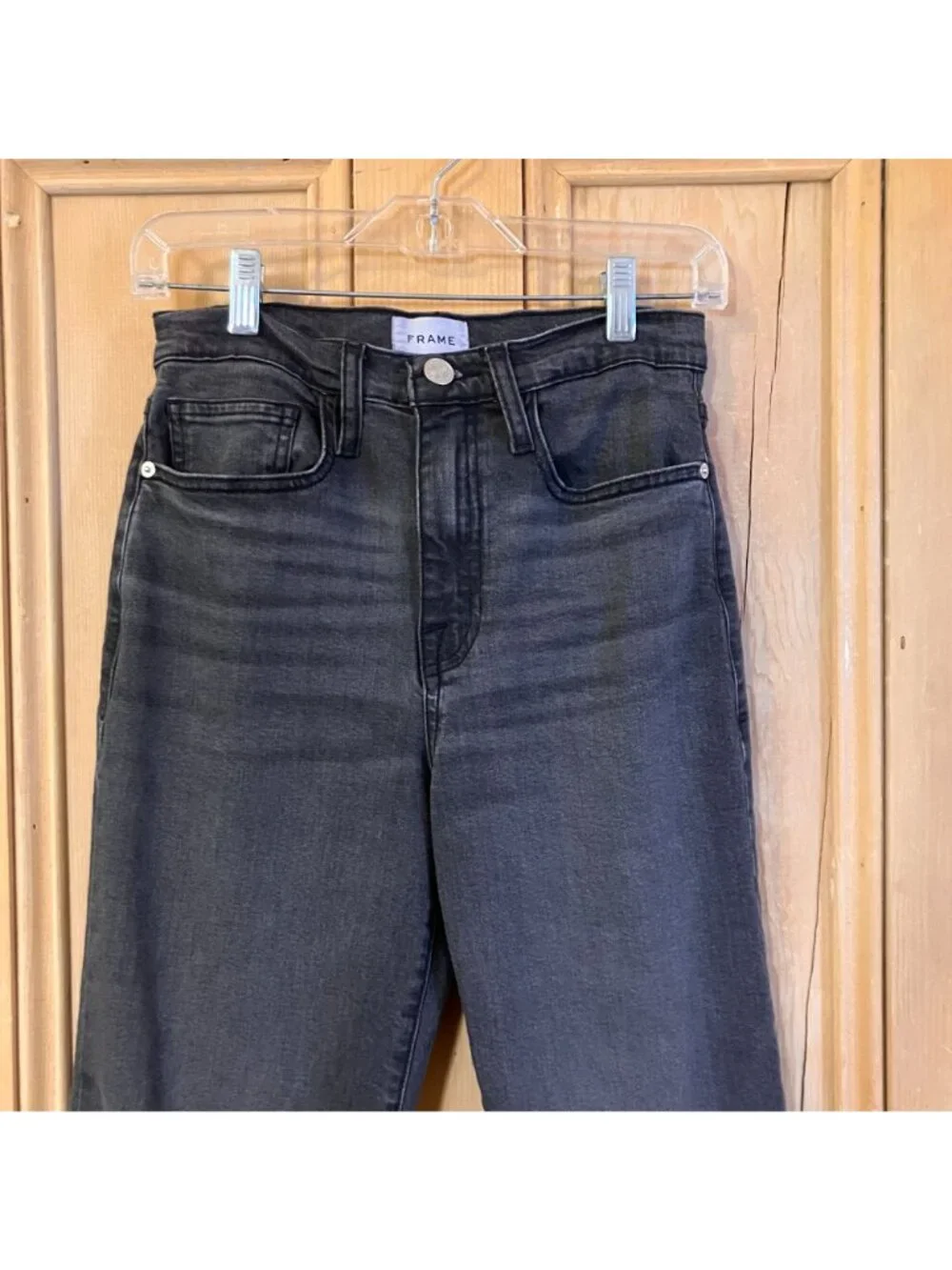 Frame Womens Le Jane Crop Raw Hem Fray Denim Jeans Size 25 Black Obsidian AN EXC - Picture 4 of 12